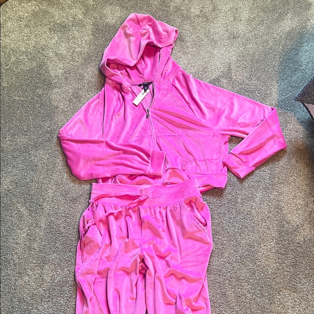 Victoria's Secret Pink Velour Jacket/Pants Barbie jogger